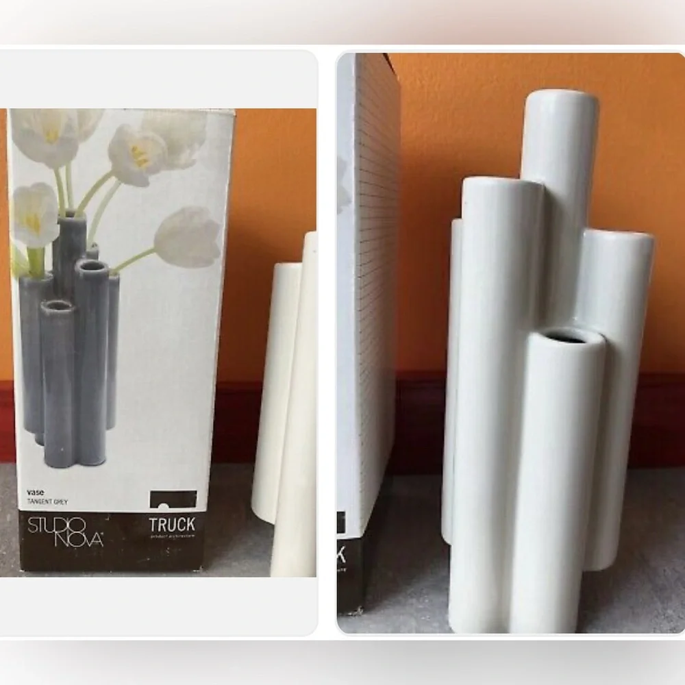 STUDIO NOVA by TRUCK (a highly rated Mikasa brand) Tangent gray 7 tube Vase New